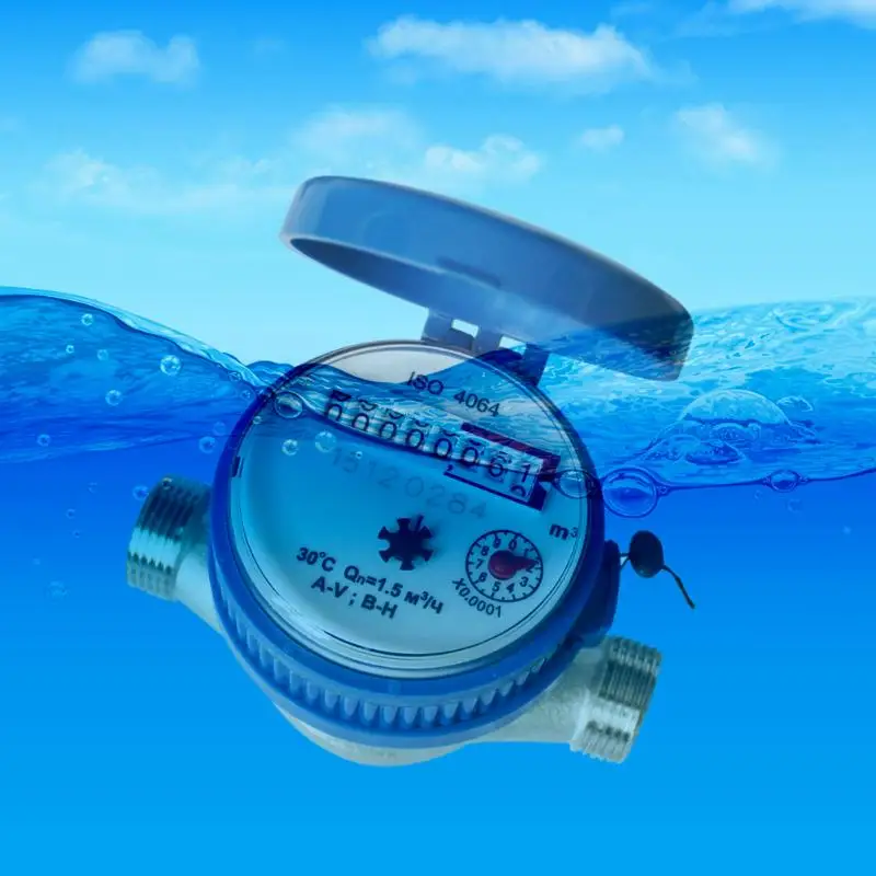 

15mm 1/2 inch Cold Water Meter for Garden & Home Using with Free Fittings Using 360 Adjustable Rotary Counter Garden Humidifier