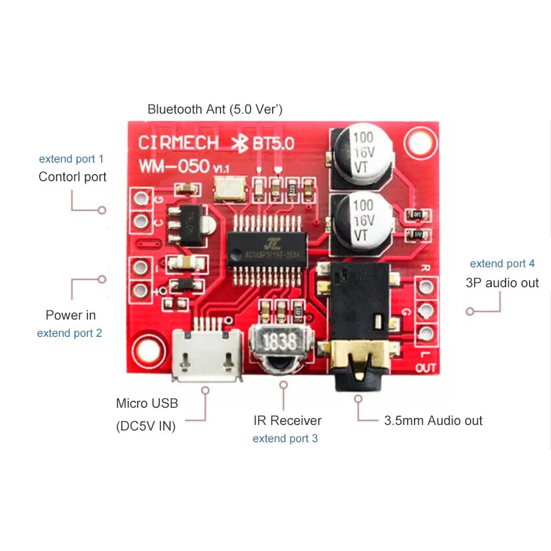 FULL-5V Mp3 Bluetooth декодер доска без потерь Ape Flac 3,5 мм аудио Плата Модифицированная Bluetooth 5,0 схема стерео приемник модуль