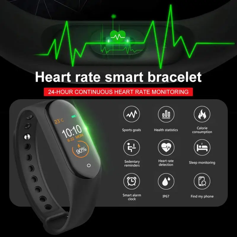 Умный Браслет M4, Bluetooth, информация о звонках, толчок, пульсометр, шаг, упражнения, Ip67, водонепроницаемые Смарт-часы, Прямая поставка