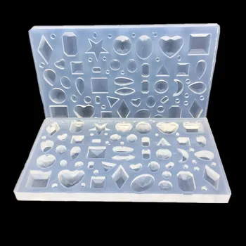 

DIY mirror jewelry crystal drops silica mould love geometry moon many gemstone pendant mould five star resin silica mould