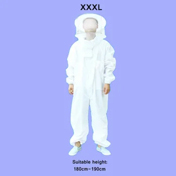 

XXXL Beekeeping Protective Equipment Veil Bee Keeping Full Body Suit Smock White Full Body Bee Remover Gloves