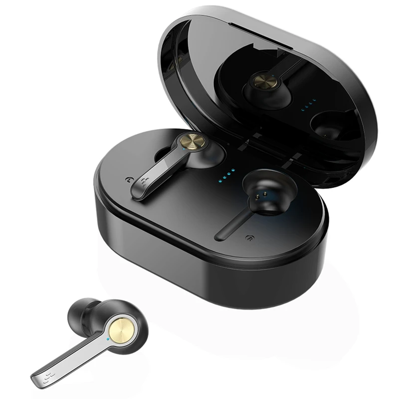

Black Waterproof Bluetooth 5.0 Wireless Earphone Touch-Control 6D Stereo Earbuds Bass Handsfree Headset with Microphone Charging