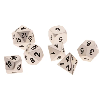 

7Pcs Multi-sided Dice D4-D20 Polyhedral For RPG Dungeons And Dragons Silver