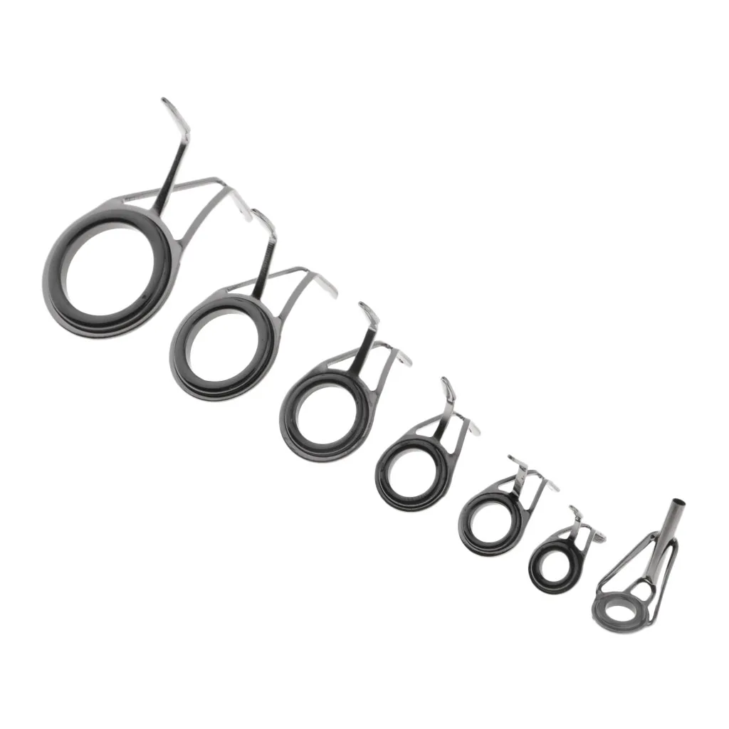 7pcs Double Leg Guides Fishing Rod Eye Ring Tangle Free DIY Rod Building Pole Rod Repair Kit
