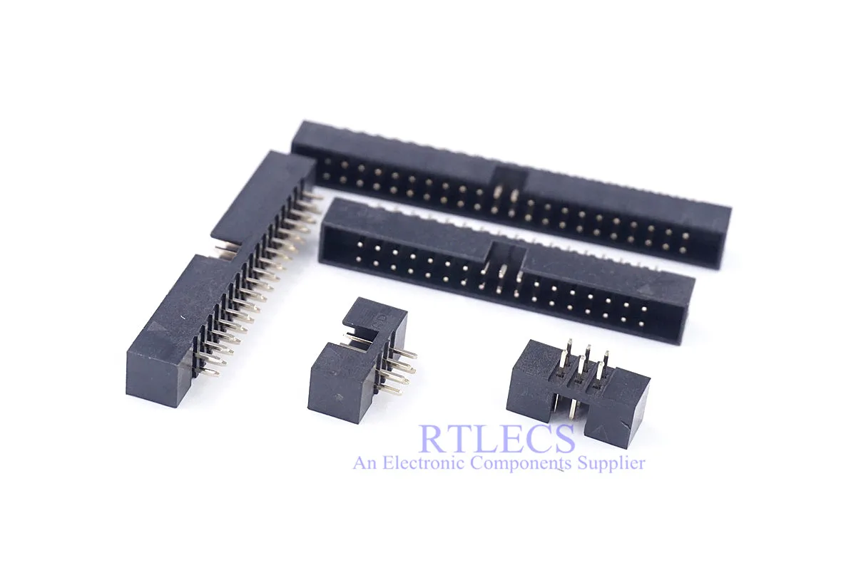 

10 Pcs 2.0 mm Box Header Pin IDC Connector Male 6 8 10 12 14 16 20 24 26 30 34 40 44 50 60 Pin 0.079" Pitch Through Holes PCB