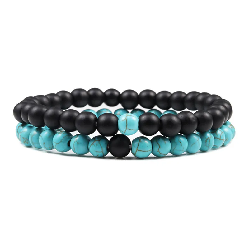 

Hot 2pcs/set Natural Lava Stone Beaded Bracelet Couples Distance Classic Jewelry Women Yoga Fitness Accessories Best friend gift