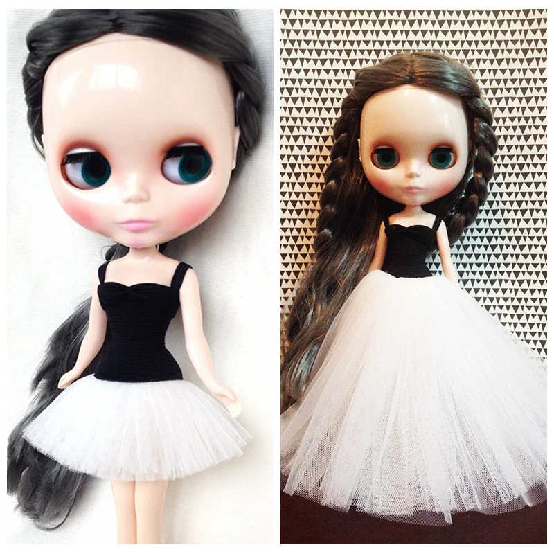 Кукла Blyth одежда черно-белое балетное платье для Барби ob24 azone Bubble Skirt 1/6 аксессуары