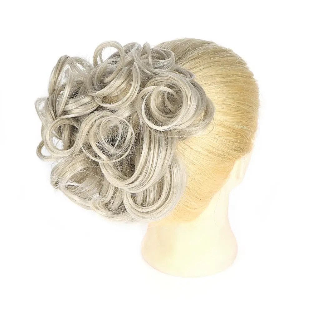 NeitsiSynthetic Hair Bun Messy Curly Scrunchie Chignon с эластичной лентой Updo shairpieces For Women Heat