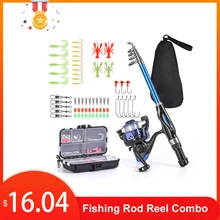 Полный Рыболовный набор удочка и Катушка комбинированная телескопическая удочка спиннинговая катушка набор с крючками мягкие приманки баррель Вертлюги сумка