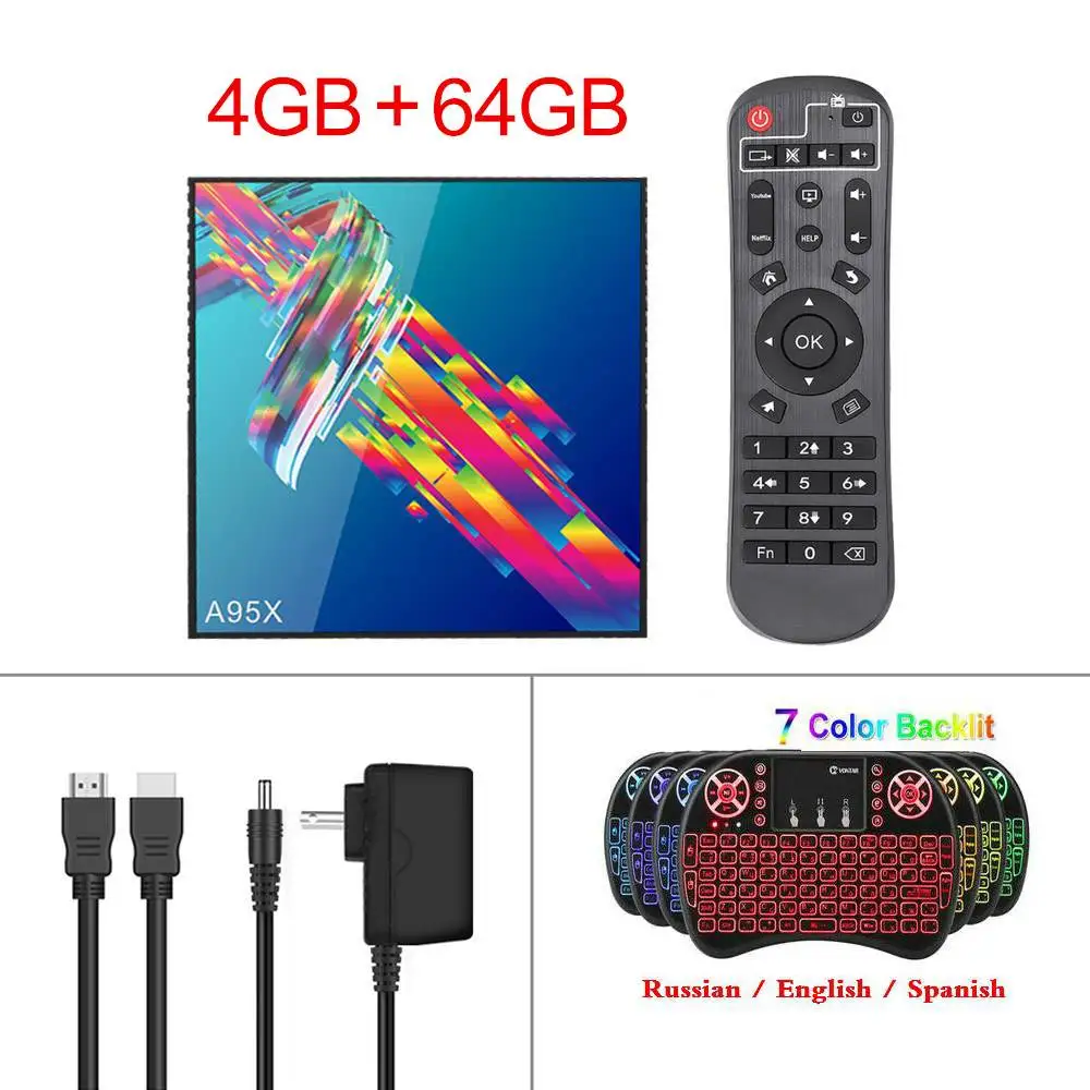 RK3318 4K Smart TV Box A95X R3 Android 9.0 TV Box 4GB RAM 64GB ROM Wifi Netflix Youtube 2G16G Media Player PK H96 MAX - Цвет: 4G64G Backlight i8