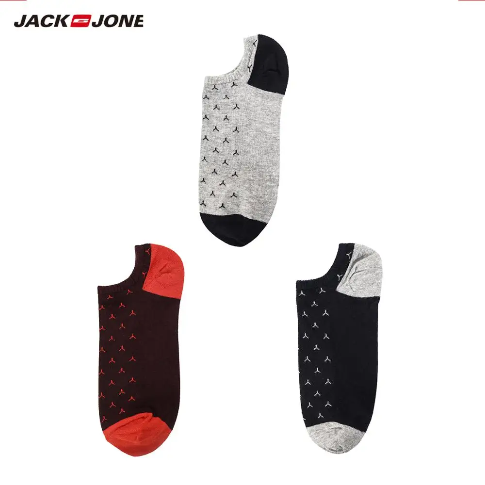 JackJones мужские 3 шт носки эластичные дышащие из хлопка с глубоким вырезом