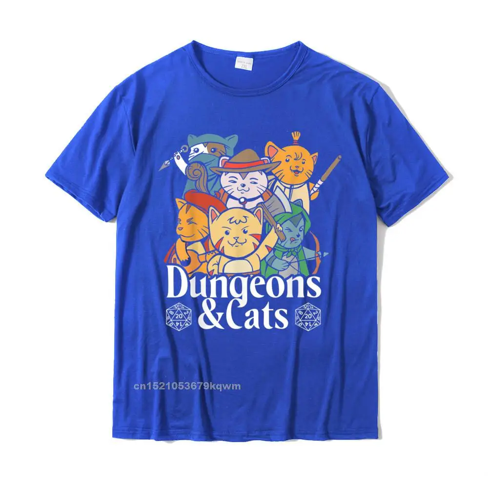 Leisure Tops Shirt Family O Neck Printed Short Sleeve 100% Cotton Men Top T-shirts Family Sweatshirts Drop Shipping Dungeons and Cats RPG D20 Fantasy Roleplaying Gamers T-Shirt__5244 blue