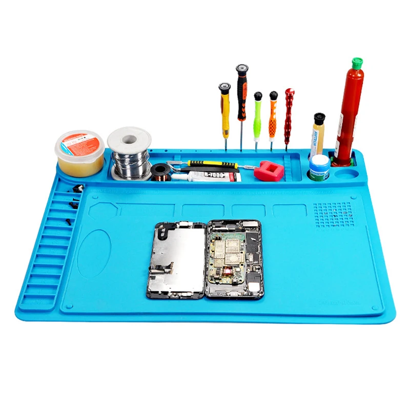 480x360mm Large Repairing Insulation Mat Silicone Pad with Ruler Detachable Working Stage for Motherboard Repairing Welding