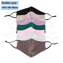 Double Layer 100% Silk Masks Sun-proof Dust-Proof Comfortable Breathable Elastic Ear Loop Safety Mask Reusable Anti-Dust Masks