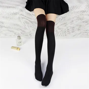 

YSDNCHI Harajuku Female Striped Sexy Stockings Women Long Hiphop Cotton Thigh High Stockings Black Over Knee Girl 2020 Hot
