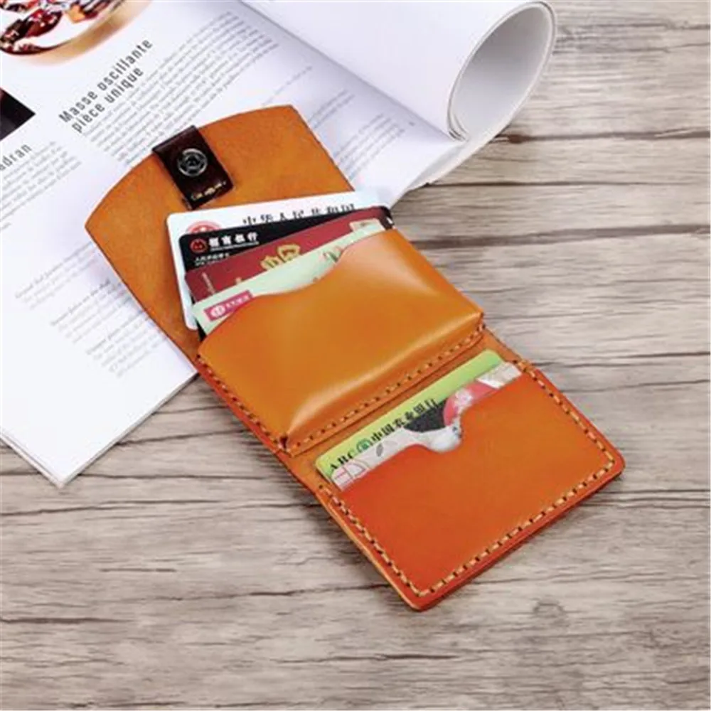 Fashion Vegetable Tanned Leather Wallet Handmade Customized Coin Purse Large Capacity Card Package Purse Bag Wallet Hasp
