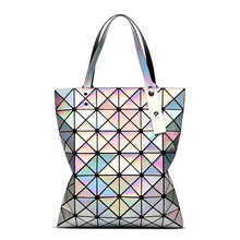 Дропшиппинг Горячая светящаяся Сумка Женская Геометрическая лазерная сумка женская сумка через плечо Голограмма лазерная простая складывающиеся сумочки