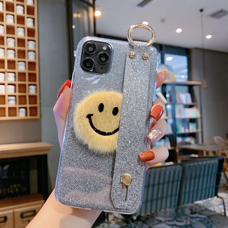 Блестящий чехол на запястье для Xiao mi 9T Pro mi 9 8 6 5 5C 5S 6X 5X A2 A1 SE Max 3 2 Pocophone F1 Bling Holder Stand Cover - Цвет: Black