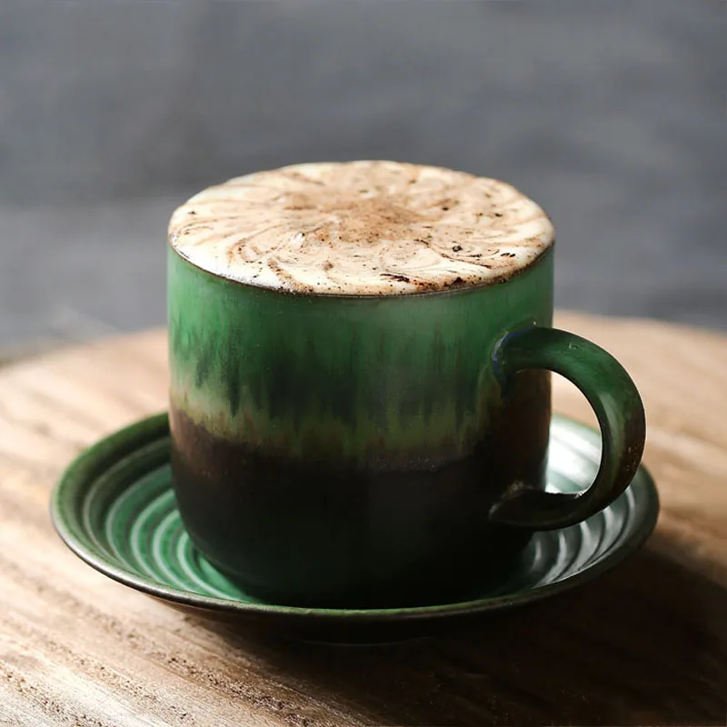250 мл японский стиль грубая керамика кофейная чашка ручной работы винтажная керамическая чайная чашка кофе молоко послеобеденный чай чашка с блюдцем кружки