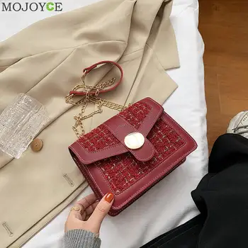 

Casual Woolen Crossbody Bags Female Chain Flap Shoulder Handbags Commuter Pouch Youth Ladies Simple Versatile Bag
