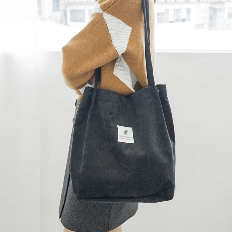 Corduroy Shoulder Bag for Women Girls Kids with Inner Pocket For Work Travel And Shopping