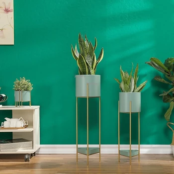 

Nordic Light Luxury Iron Metal Flower Shelf Flower Pot Stand Living Room Indoor Floor Balcony Green Root Multi-layer Shelves