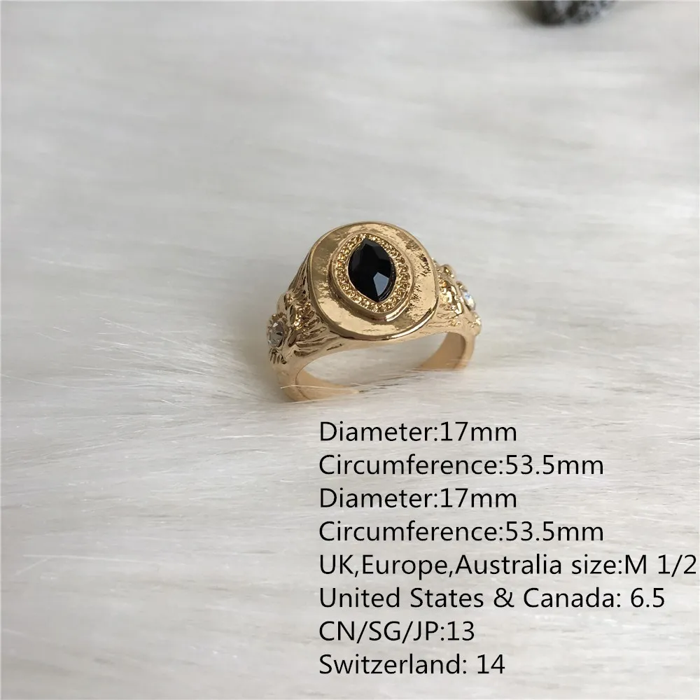 R21009-17MM Модные ювелирные изделия Золотое покрытие монета лицо выгравировано квадратное кольцо для женщин девушек - Цвет основного камня: R21009-17MM