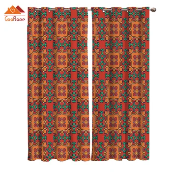 

Red Orange Window Curtains Living Room Outdoor Fabric Drapes Curtain Home Decor