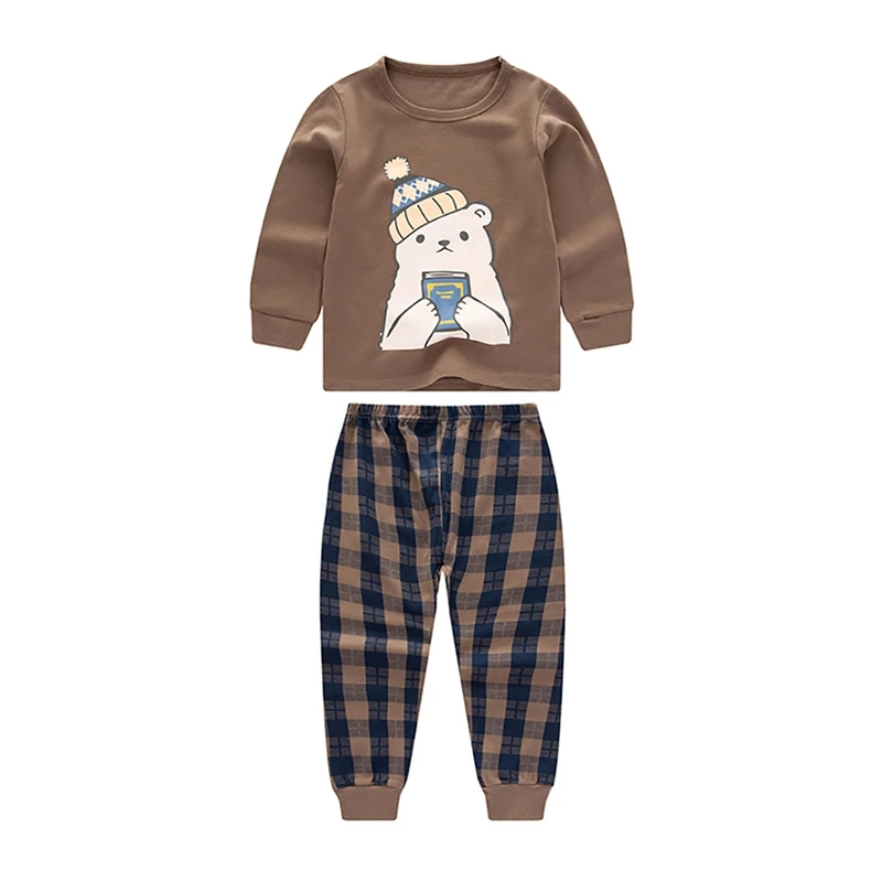 От 2 до 10 лет Весенняя Осенняя Пижама детская одежда для девочек и мальчиков, принт с героями мультфильмов, одежда для сна, комплект Блузка с длинными рукавами Топы+ брюки, пижама