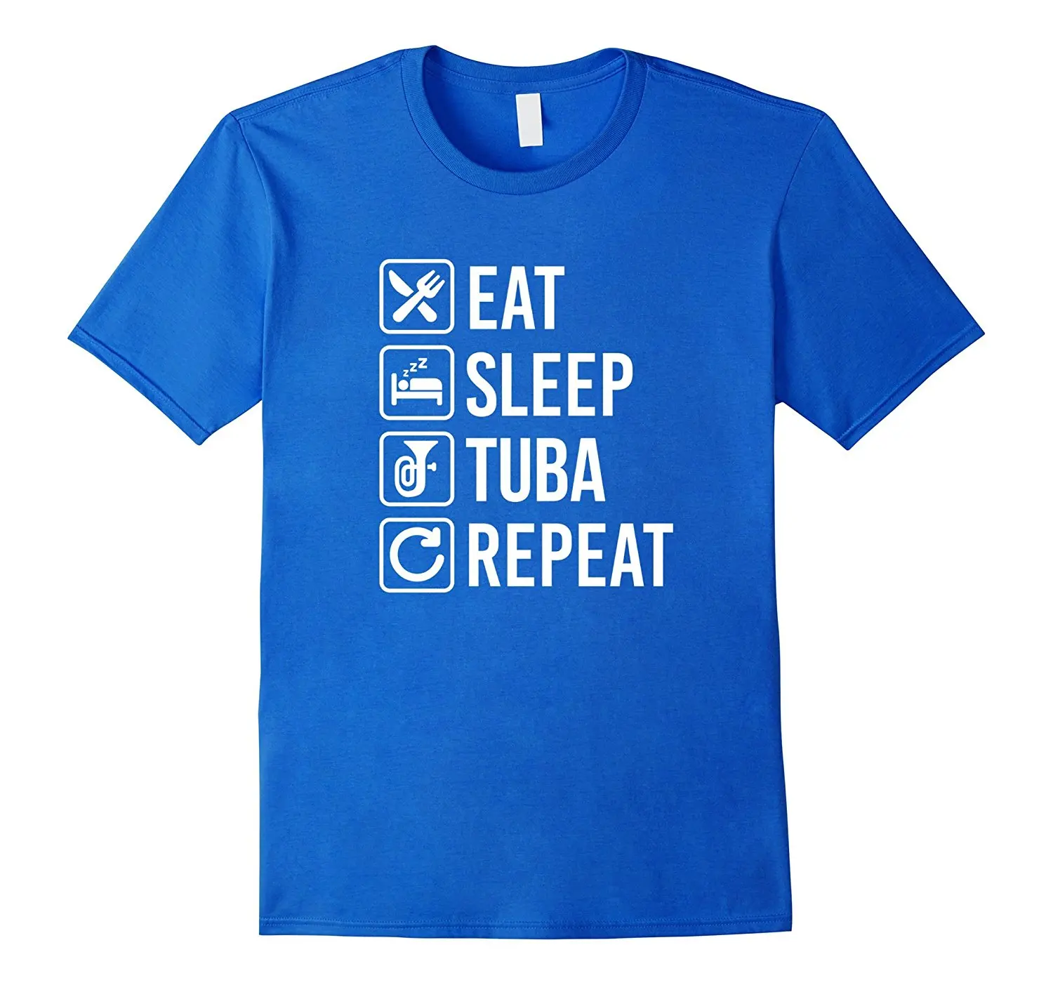 Tuba Eat Sleep Repeat T-Shirt Mens 100% Cotton Short Sleeve Print Cool Funny T Shirt Men High Quality | Мужская одежда