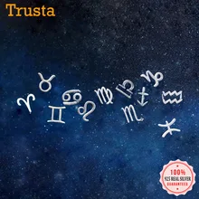 Trustdavis, настоящие 925 пробы, тайское серебро, 12 созвездий, 8 мм X 9 мм, серьги-гвоздики для женщин, девушек, ювелирное изделие, подарок ds1986