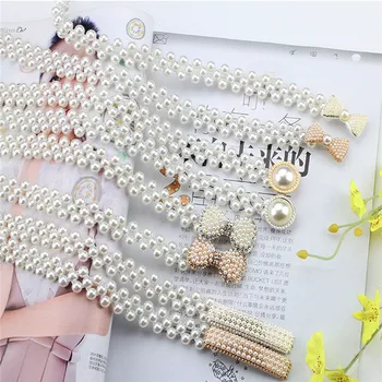 

Women Pearl Belts Fashion Stretch Buckle Metal Elastic Belt For Women Waist Wide Girl Lady Waistbands