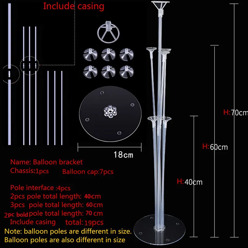 Подставка для воздушных шаров на день рождения, свадьбу, вечерние держатель для шарика, Пластиковая Палочка для воздушных шаров, украшения для дня рождения, для детей и взрослых - Цвет: 19pcs total