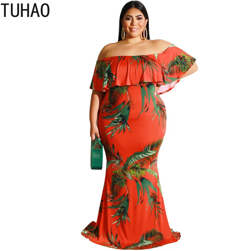 

TUHAO 2020 Summer Plus Size Women Dresses Maxi Long Large Size 5XL 4XL 3XL Dress Printed Long Sexy Nightclub Party Dress WM90