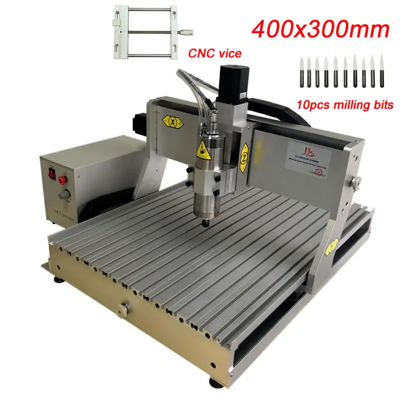 3Axis LPT Port DIY 3040 фрезерный станок с ЧПУ 300x400 мм рабочая зона 500 Вт 4 оси Гравировальный фрезерный станок резак для деревообработки с ЧПУ тиски и биты - Цвет: 3Axis LPT Port