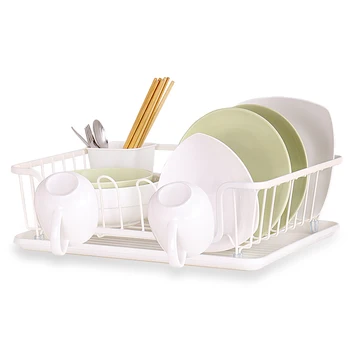 

0% White Wrought Iron Dish Drying Rack Shelf Kithen Organizer Dishware Tableware Cutlery Storage Rack Single Layer Dish Drainer