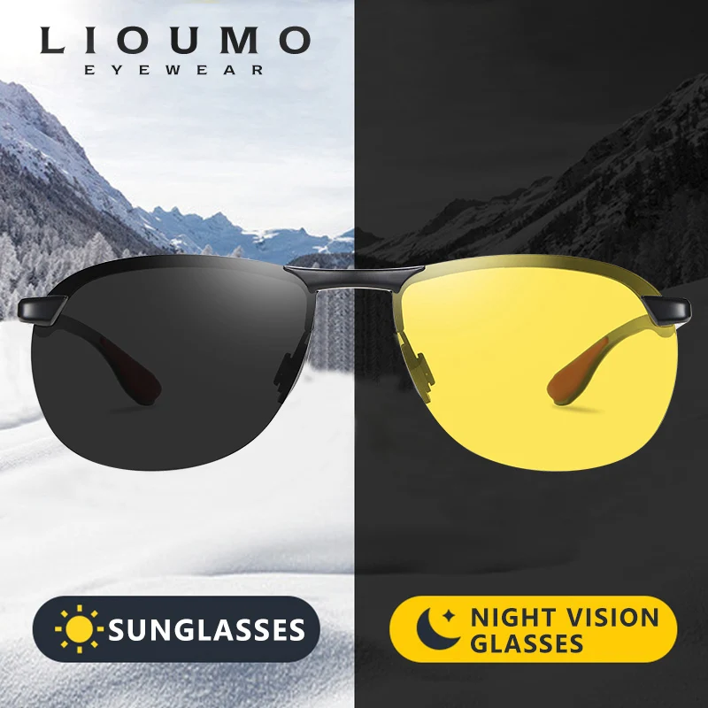 

2020 Photochromic Polarized Sunglasses Men HD Goggle Driving Sun Glasses Women Aluminum Magnesium Frame lentes de sol hombre