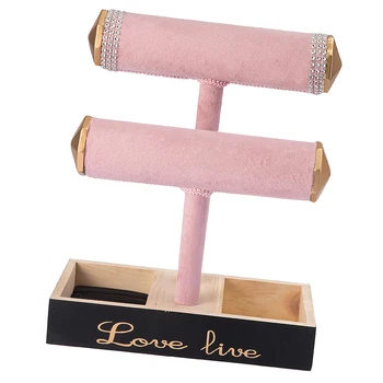 

2 Tiers T-Bar Jewelry Display Stand for Bangle Bracelet Watch Rings Organizer Showcase - Multipurpose