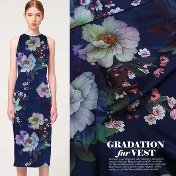 

108CM * 50CM Thickness of 19 M / M Summer Digital Spray / Painting Real Silk Spandex Satin Touches Mulberry Cheongsam Fabric
