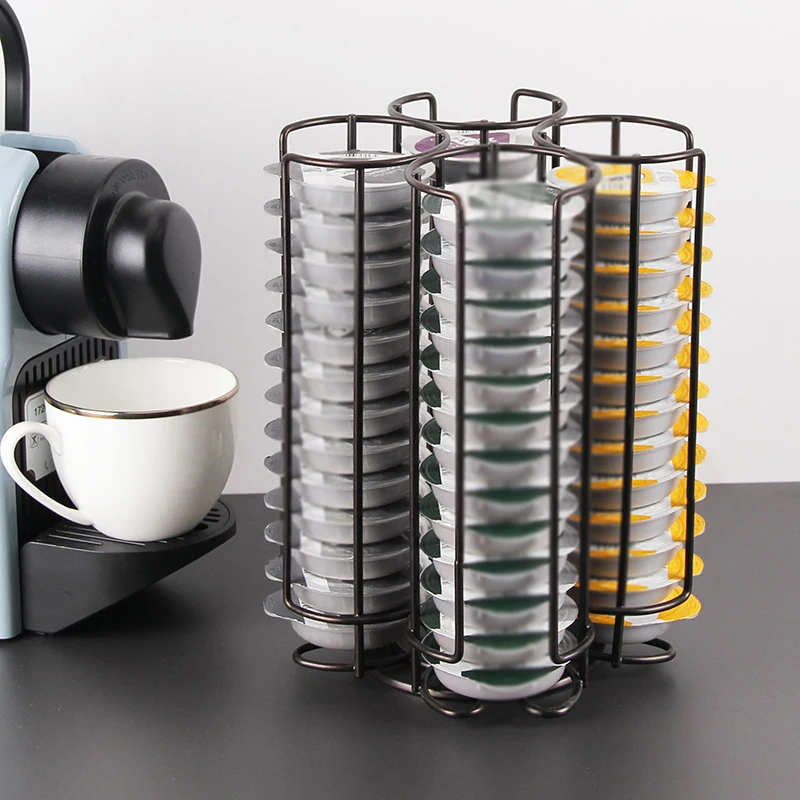 Металлические кофейные стручки Nespresso Tassimo, 52 шт., набор капсул с вращающимся держателем, органайзер для капсул, стеллаж для хранения, полки для хранения