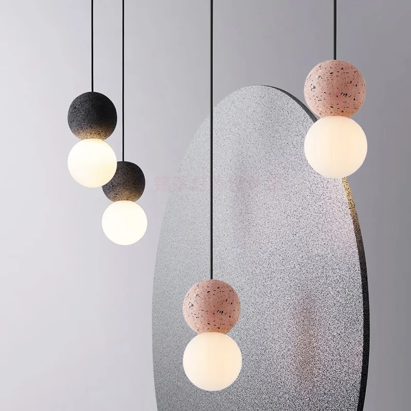 Nordic Unique Terrazzo Gl Round Ball Pendant Lights Led New Gl Round Ball Pendant Lights Led