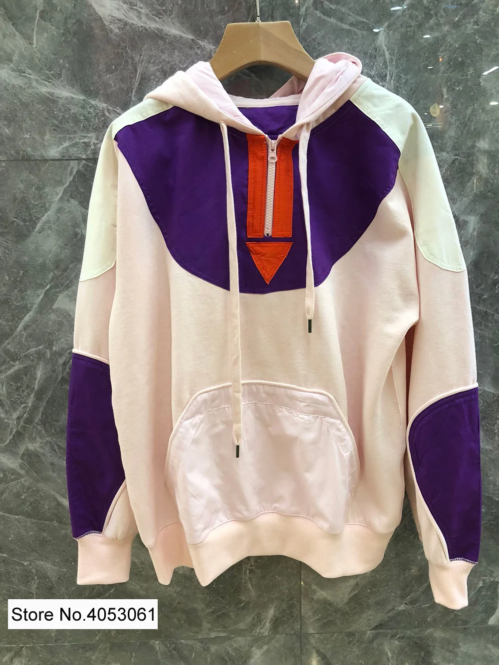 pink as pic Женские толстовки контрастного цвета Лоскутная Толстовка с капюшоном-женский розовый/зеленый/серый пуловер с длинными рукавами и капюшоном топ с карманом кенгуру - Цвет: pink as pic
