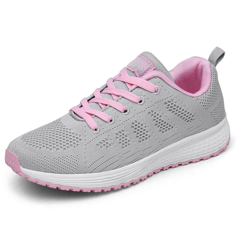 

2019 New Light Trainer Sneakers Women Shoes Breathable Flying Woven Lace-up White Casual Shoes Flat Woman Shoes Tenis Feminino