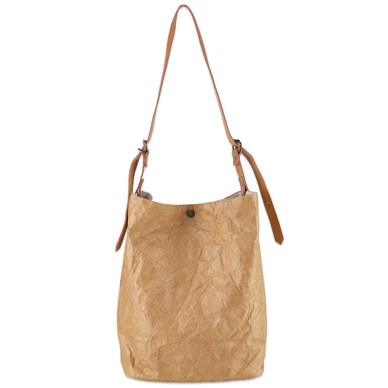 

FGGS-Paper Tote Bag Women's Kraft Bucket Bag Tote Bag Vintage Style Shoulder Bag Casual Tote Bag Shopping Bag