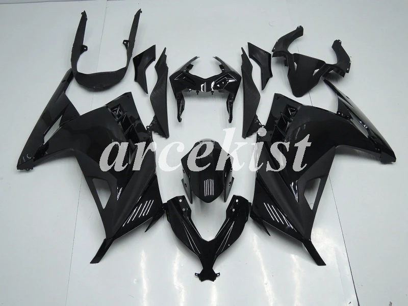 black ABS впрыска холодный мотоцикл обтекатели комплект подходит для Kawasaki Ninja300 ZX300R EX300 2013 белый зеленый - Цвет: black