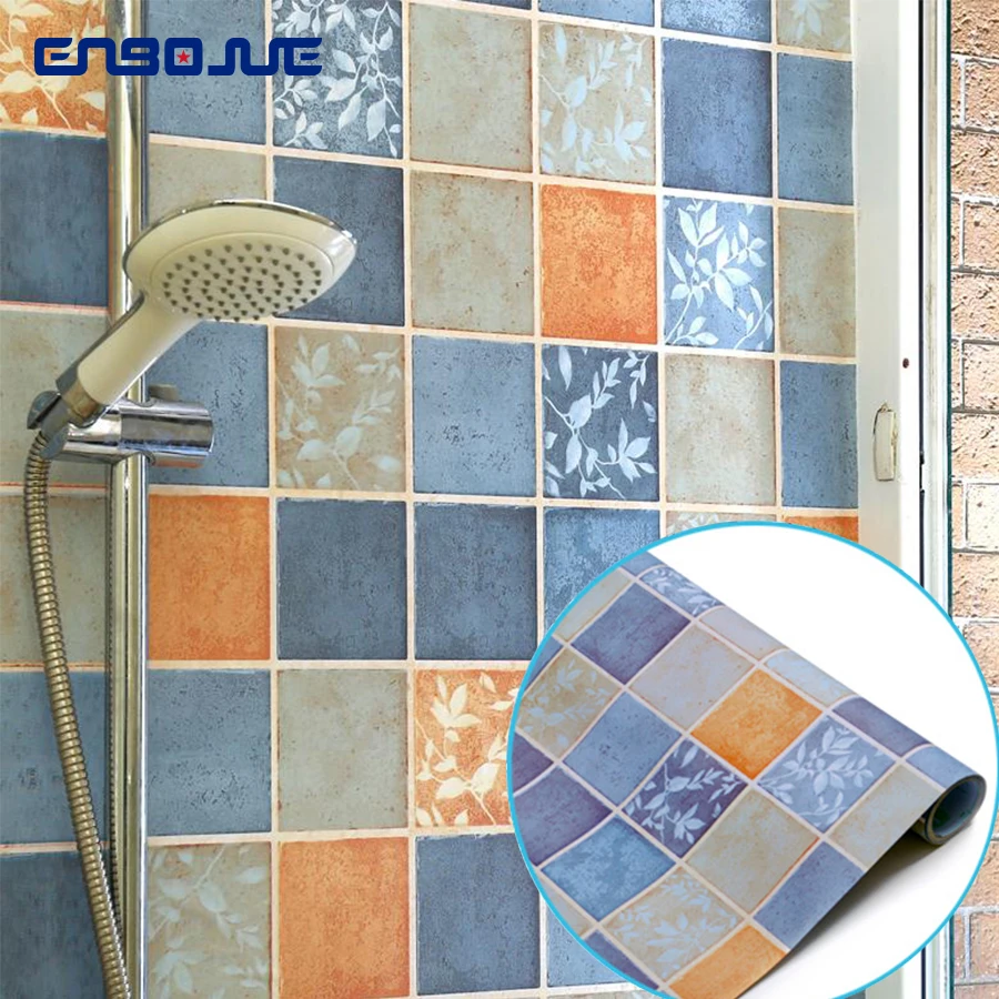 Self-Adhesive Bathroom Tile Waterproof Wallpaper Toilets Moisture-Proof Decorative Film PVC Kitchen Stove Oil-Proof Wall Sticker