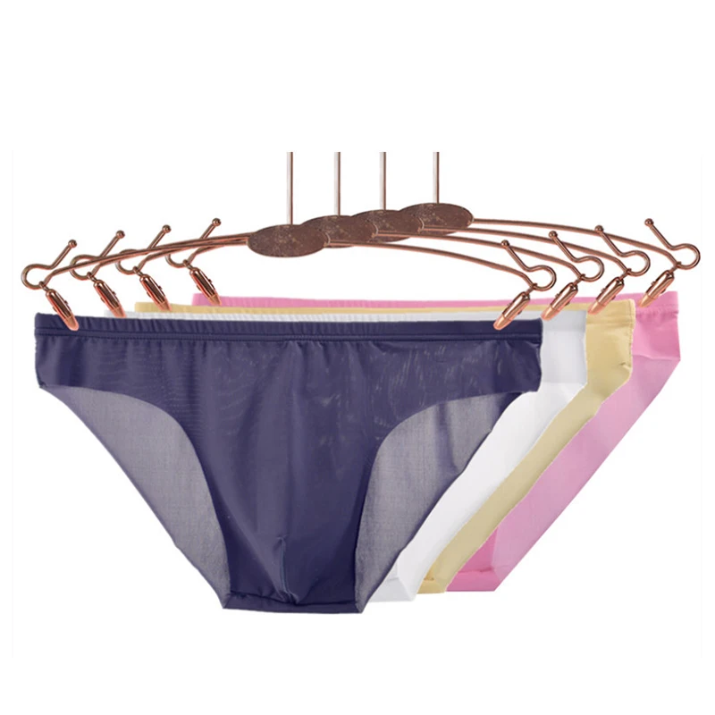 Мужские прозрачные трусы из вискозы ультратонкие Однотонные с низкой посадкой