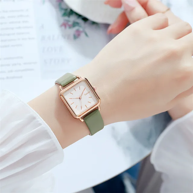 Simple Square Women Watches Brand Qualities Ladies Leather Wristwatches Black Brown Quartz Clock Drop Shipping Watches for Girls 2