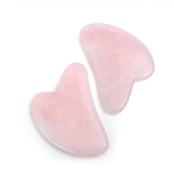 

Rose Quartz Jade Stone Heart-shaped Guasha Scraper Massage Tool Handmade Guasha Board Anti Cellulite Wrinkle for Face Neck Body