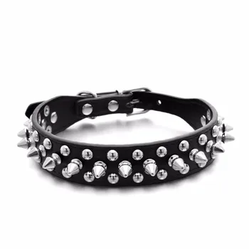 

Adjustable Leather Rivet Spiked Studded Pet Puppy Dog Collar Neck Strap Belts Big Dogs Cats Suitable Solid Color 6 Colors 20Jan6